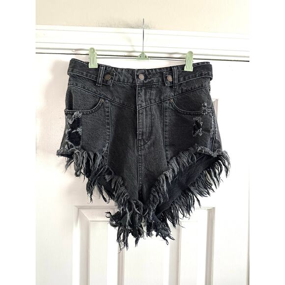 RETROFETE Revolve Tessa Shorts Black Onyx Distressed Dark Fairy Punk - Sz 27 - Picture 4 of 9